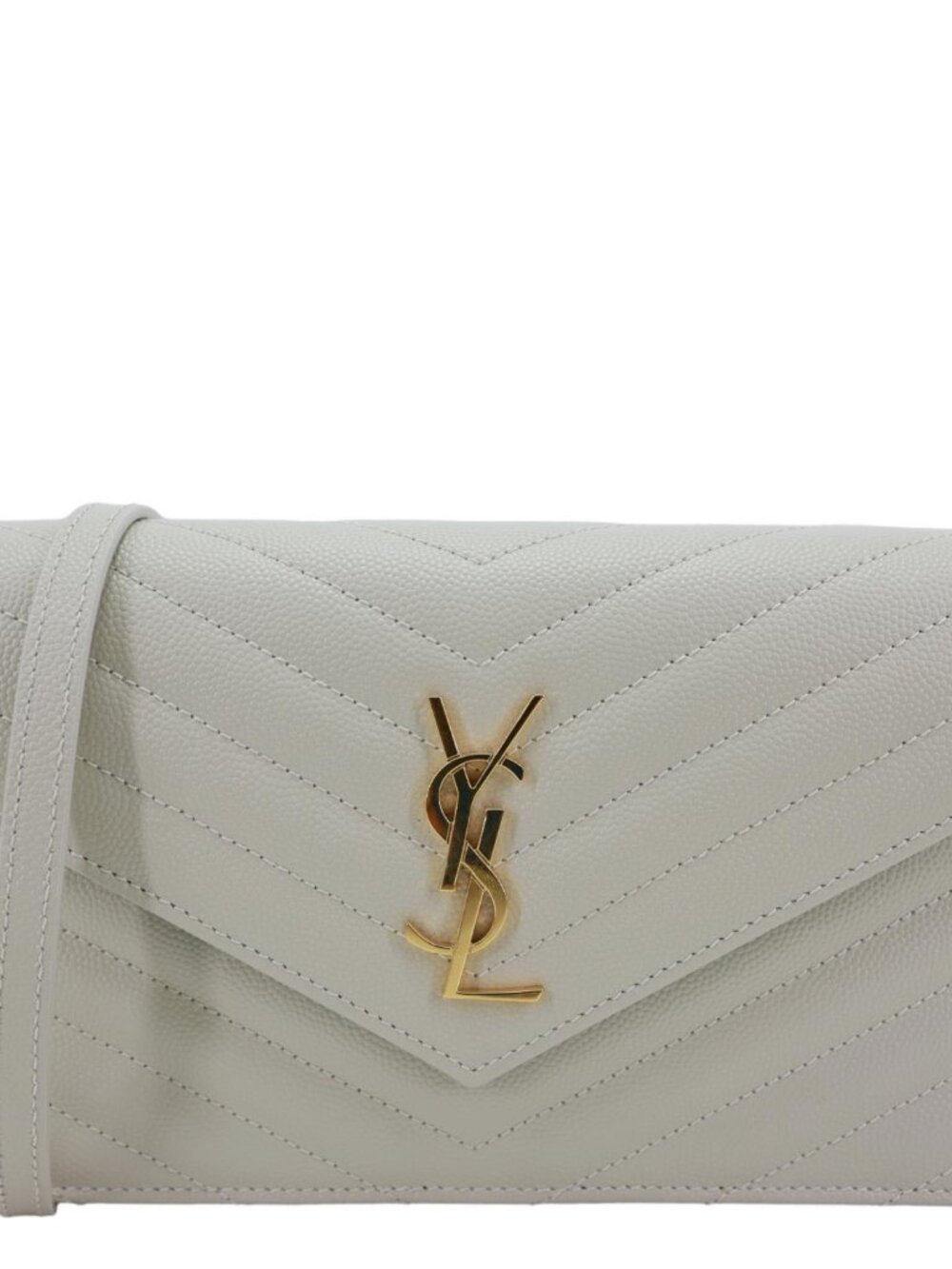 Yves Saint Laurent  Cassandre Envelope Chevron Grain De Poudre Leather Chain Wal